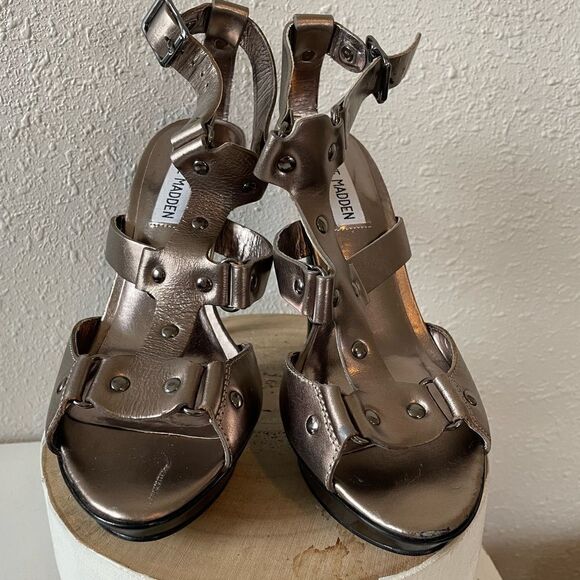 Steve Madden Strappy Leather Heels Size 7.5 EUC - Picture 1 of 6
